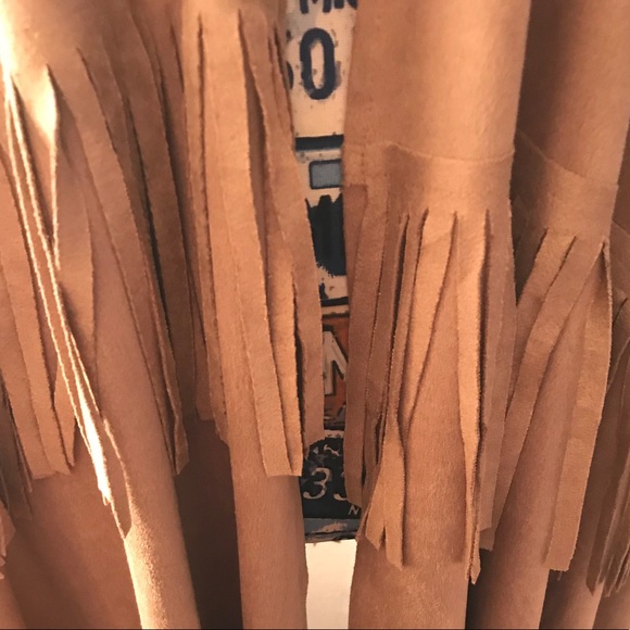 Faux Suede Poncho in taupe color - Picture 6 of 10